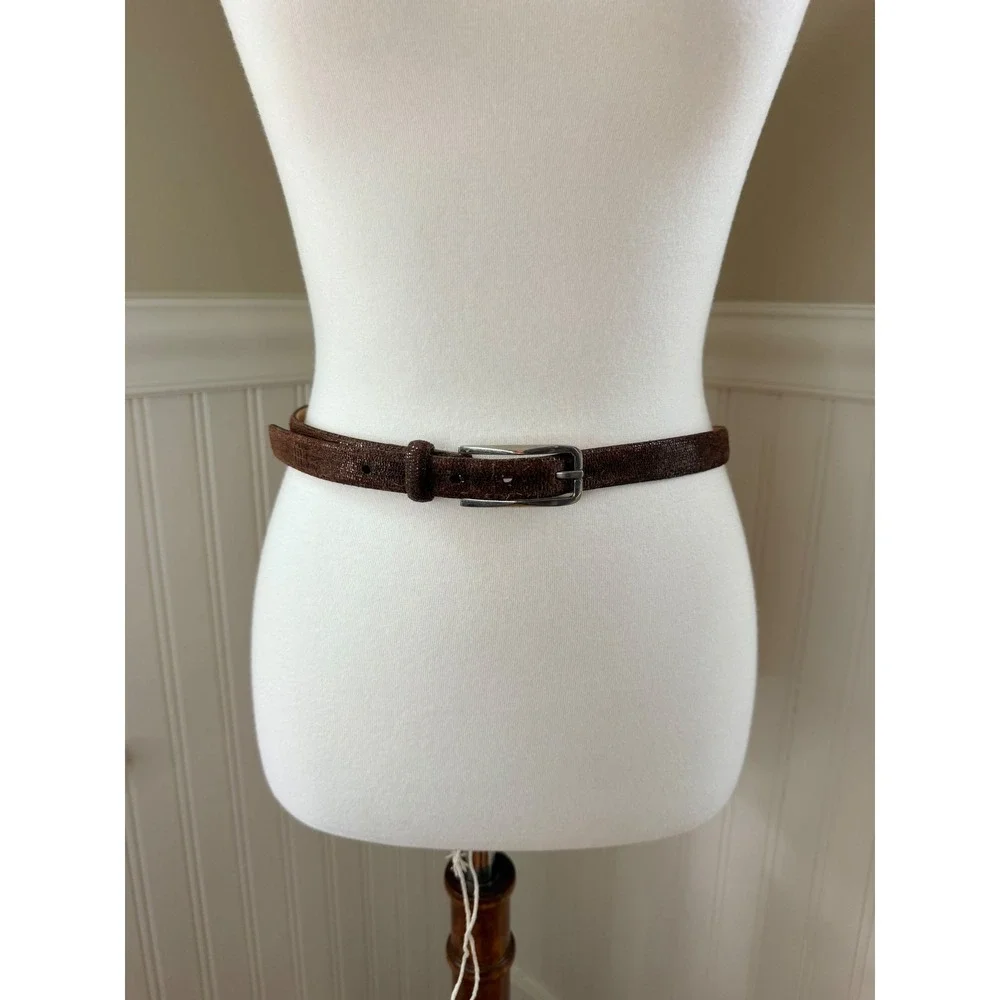 Martin Dingman Lizard Grain Italian Calfskin Belt Handmade Brown Medium
